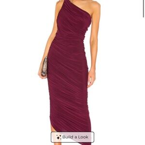 Norma Kamali Burgundy One-Shoulder Midi Dress